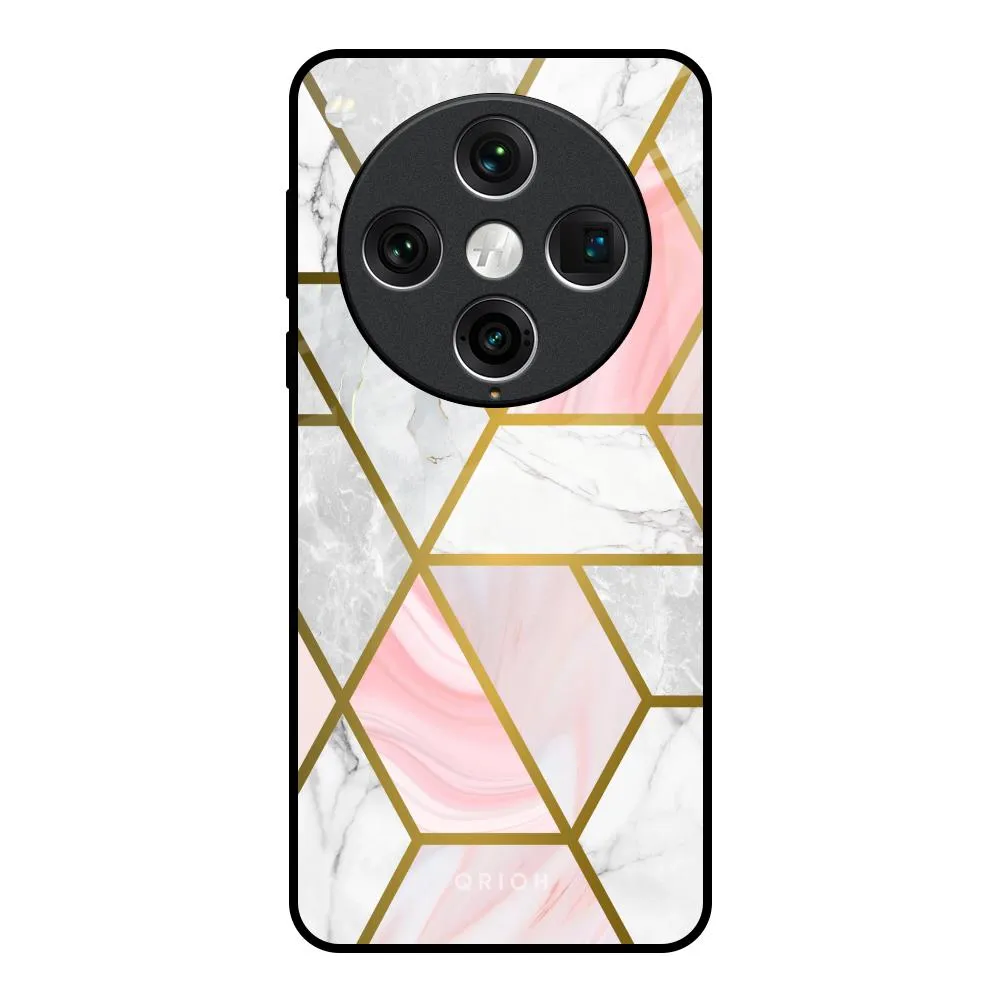 Geometrical Marble Glass Case for Oppo Find x8 Pro slim fit
