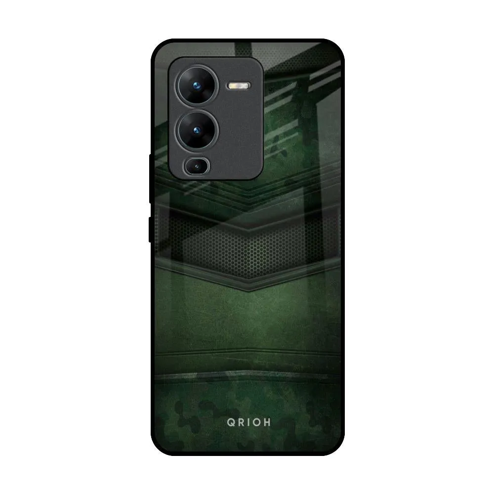 Green Leather Glass Case for Vivo V25 Pro Functional Design Elegant Finish