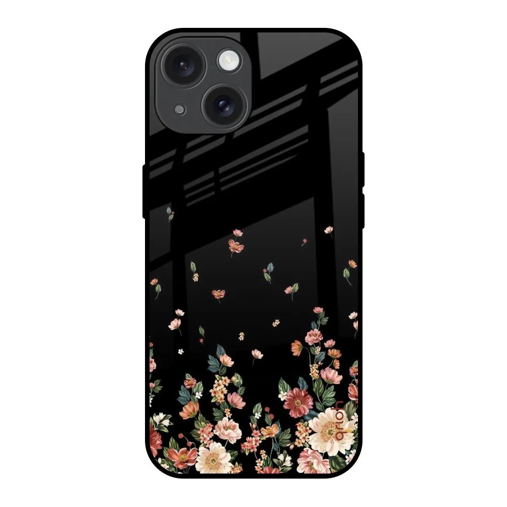 Wear resistant Modern feature Floating Floral Print Glass Case for iPhone 15