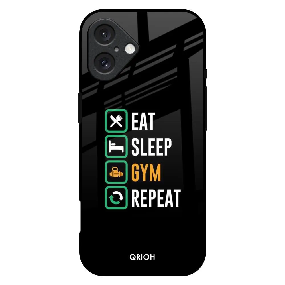 Daily Routine Glass Case for iPhone 16 Plus Impact shield Luxury Detail Texture