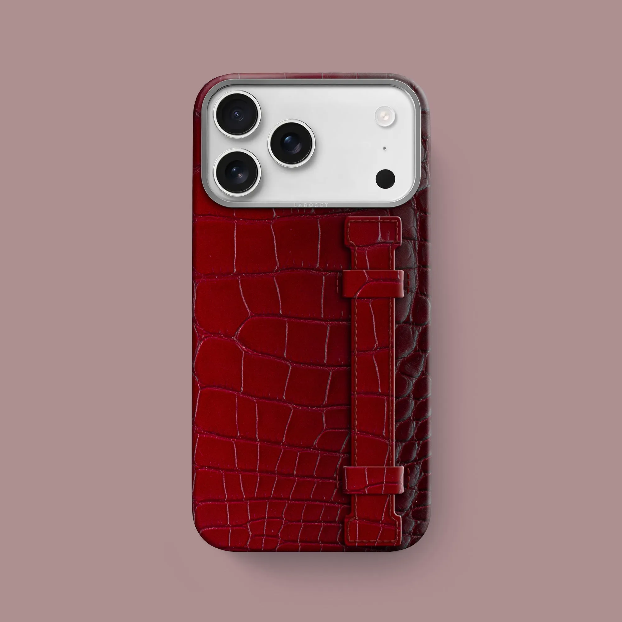 Gloss Finish Modern Design Texture Handle Case 1/1 Velvet For iPhone 17 Pro Max In Himalayan Crocodile