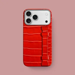 Light Finish Polished Detail Handle Case Deep Coral For iPhone 17 Pro Max In Alligator