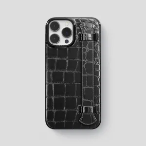 Flexible frame Handle Case For iPhone 14 Pro Max In Patina Alligator