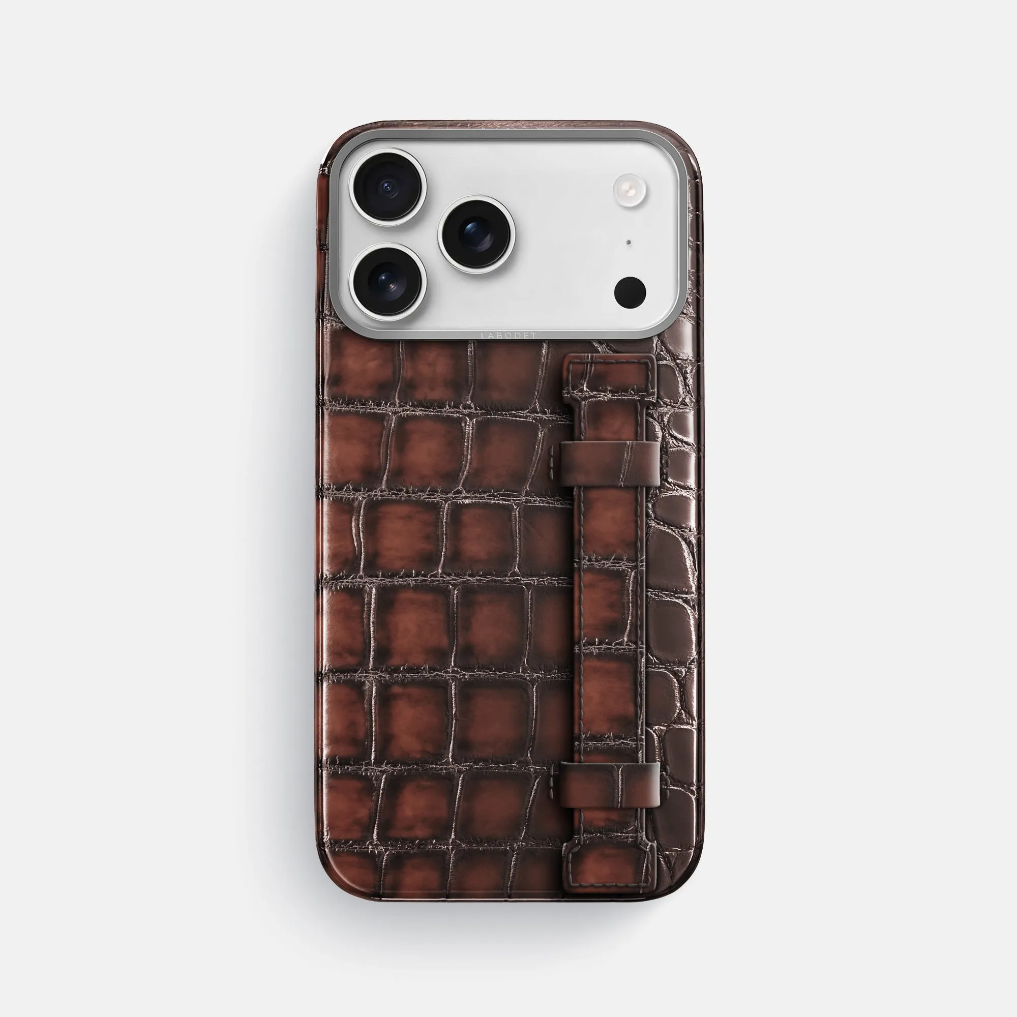 Minimal Build Texture Handle Case For iPhone 17 Pro Max In Patina Alligator