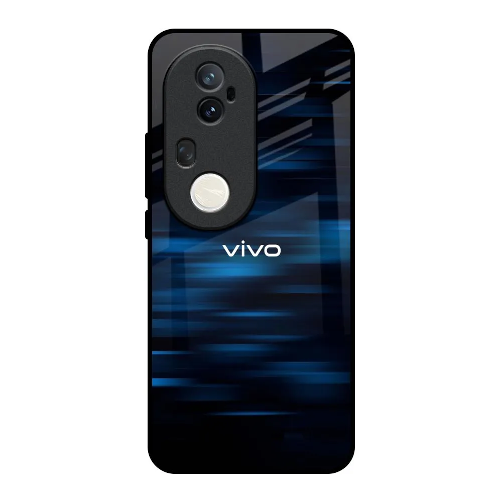 Blue Rough Abstract Glass Case for Vivo T4 Ultra 5G Portable Protection Soft Grip