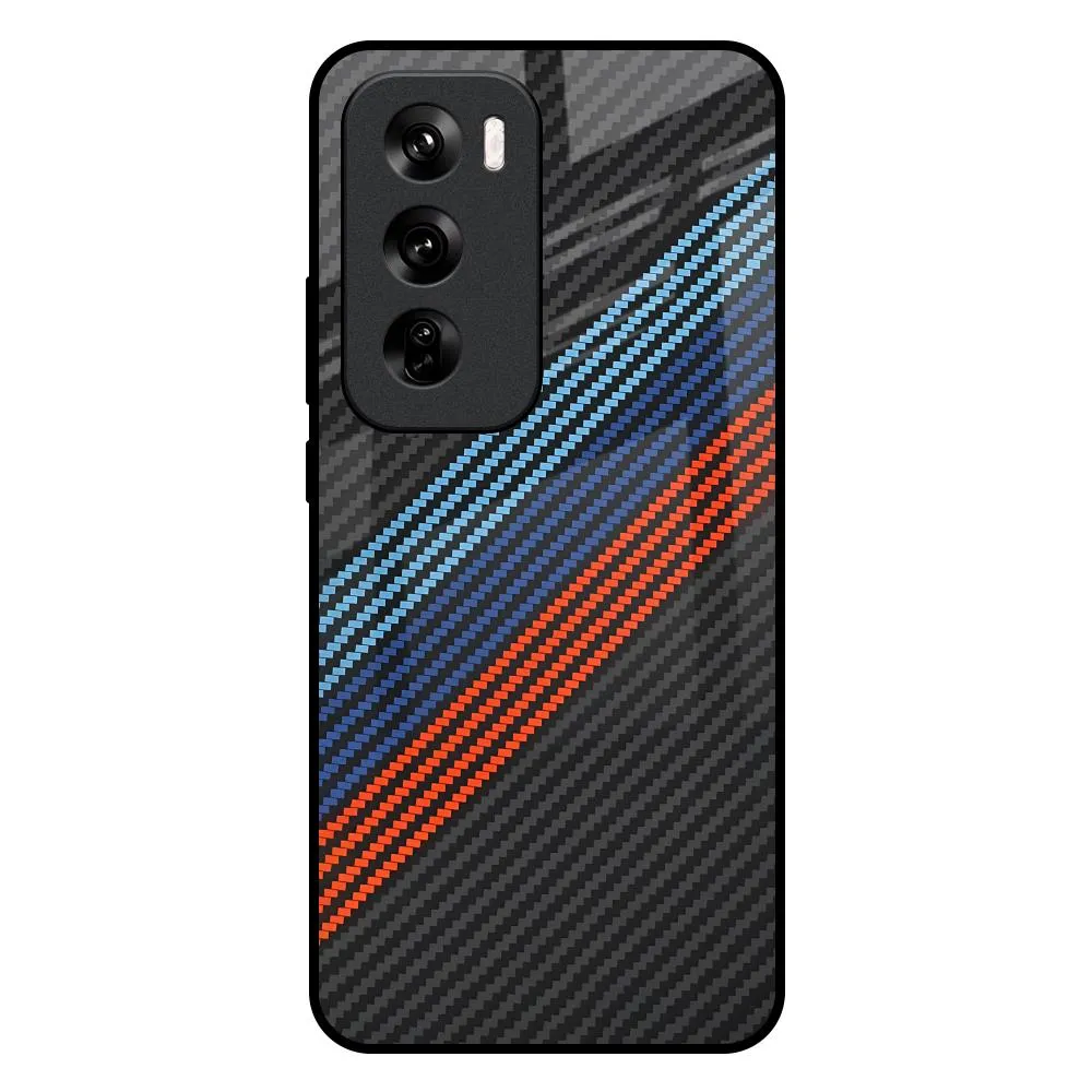 Carbon Inspired Glass Case for Oppo Reno 12 Pro 5G Protective Pattern Texture Vivid Finish