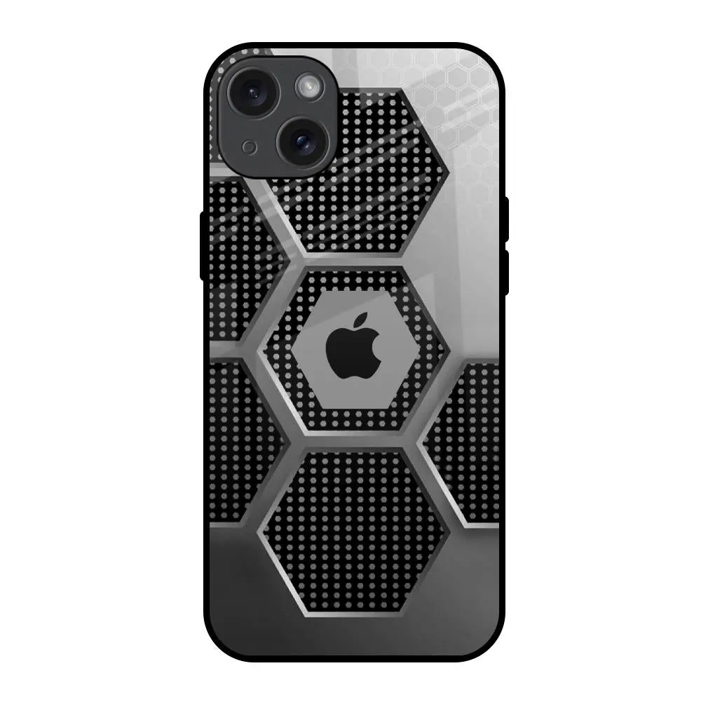 Professional Style Phone Accessory Hexagon Style Glass Case For iPhone 15 Plus
