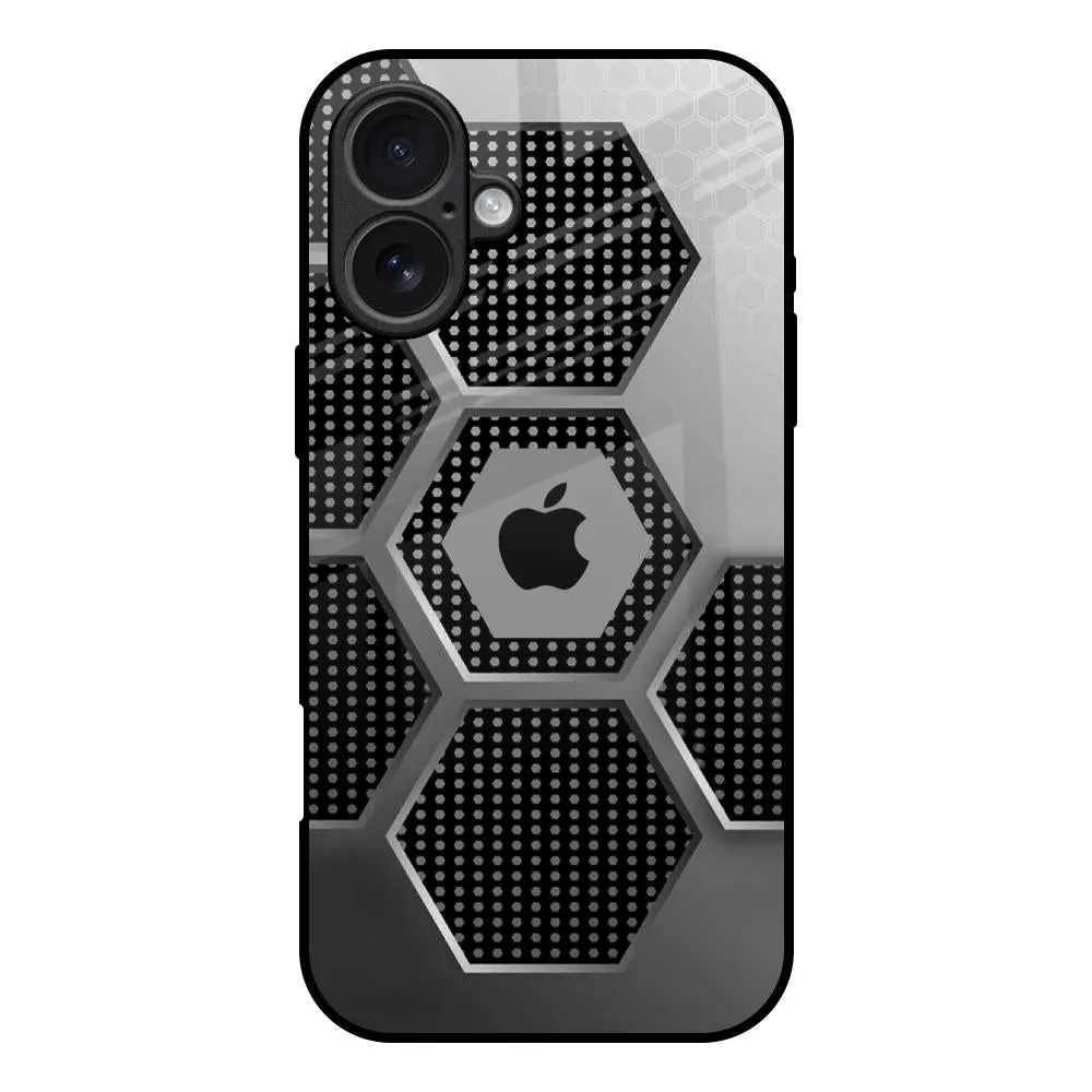 Hexagon Style Glass Case For iPhone 17 Urban Texture Flexible Edge