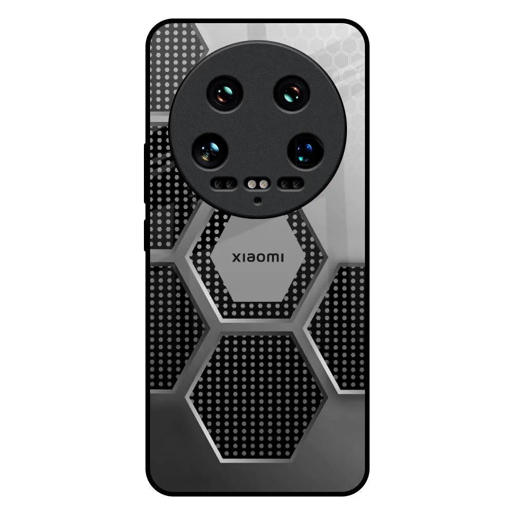 Modern Build Texture Luxury Shine Hexagon Style Glass Case For Mi 14 Ultra 5G