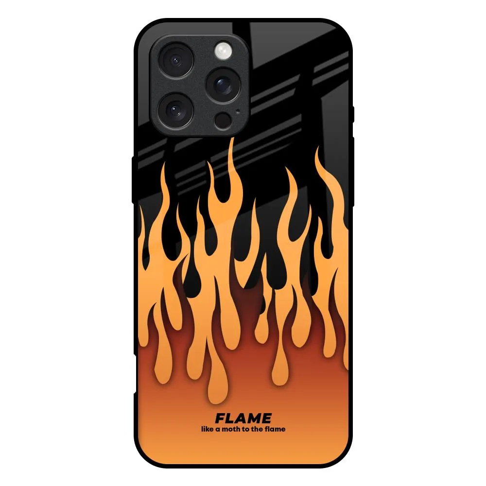 Fire Flame Glass Case for iPhone 16 Pro Max Soft Cushion