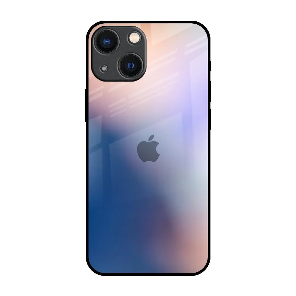 Travel Accessory Sleek Feel Blue Mauve Gradient Glass Case for iPhone 14 Plus
