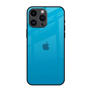 Blue Aqua Glass Case for iPhone 14 Pro Max Trendy Layer