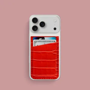 Soft Grip Finish Hard Shell MagSafe Wallet Deep Coral For iPhone 17 Pro In Alligator