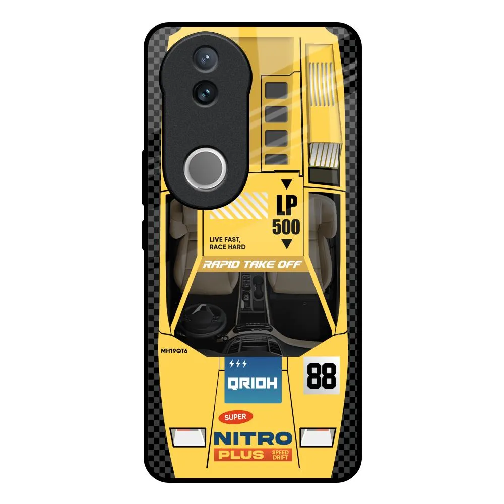 Yellow Racing Car Glass Case for IQOO Z10R 5G Modern Edge Layer Strong material