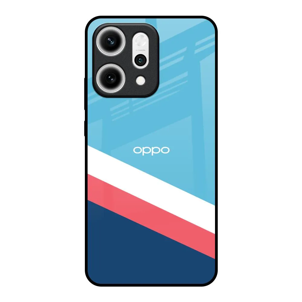 Pink & White Stripes Glass Case For Oppo Reno14 5G Rugged Pattern Texture Protective Design