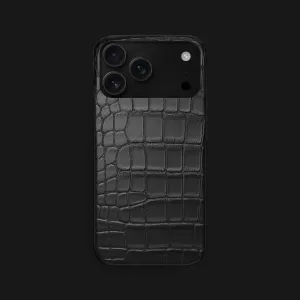 Matte Finish Durable Pattern Slim Case Edition Black For iPhone 17 Pro Max In Alligator