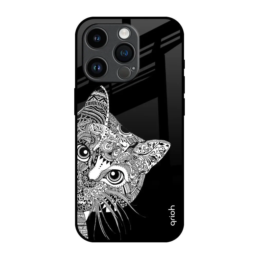 Compact Structure Kitten Mandala Glass Case for iPhone 14 Pro