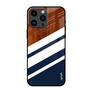 Bold Stripes Glass Case for iPhone 14 Pro Max Hybrid Edge Smooth Coating