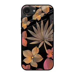 Scratch Block Hybrid Build Texture Lines Pattern Flowers Glass Case for Apple iPhone 16e