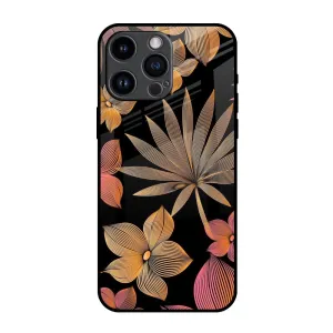 Travel Accessory Travel Friendly Lines Pattern Flowers Glass Case for iPhone 14 Pro Max