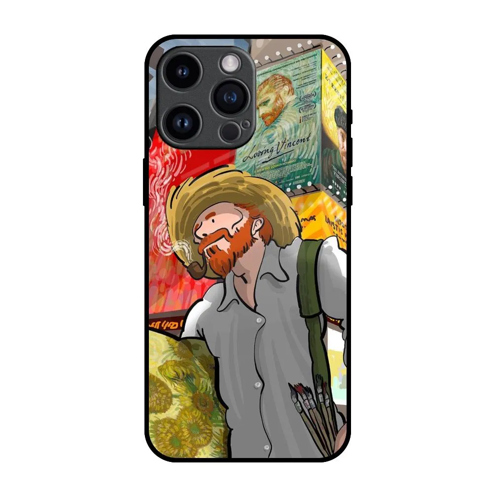 Compact Design Marble Texture Loving Vincent Glass Case for iPhone 14 Pro Max