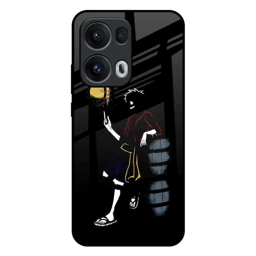Luffy Line Art Glass Case for Oppo Reno13 Pro 5G Minimal Surface Layer
