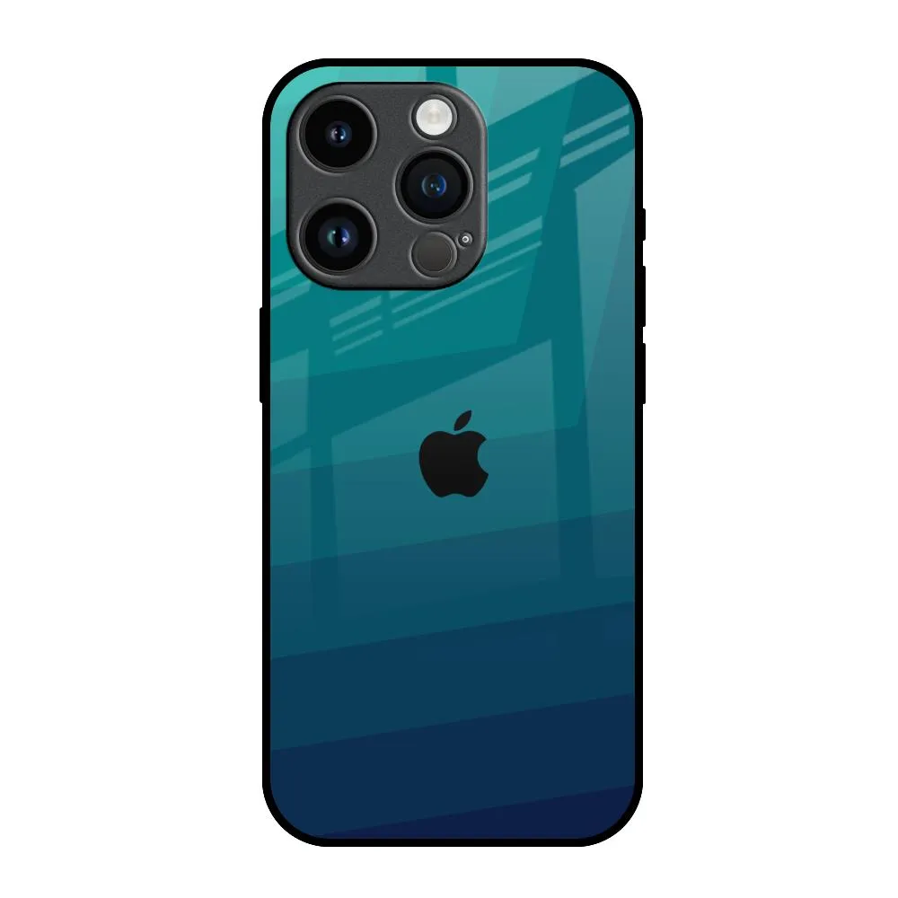 Green Triangle Pattern Glass Case for iPhone 14 Pro Stylish Grip Texture Light Edge