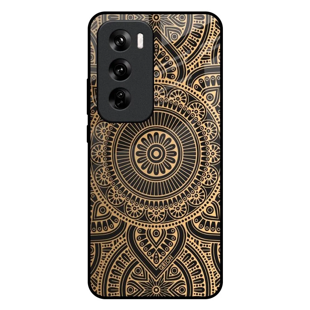 Luxury Mandala Glass Case for Oppo Reno 12 5G Strong Shell Flexible Design