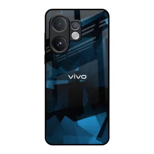 Polygonal Blue Box Glass Case For Vivo V60 5G Matte Edge