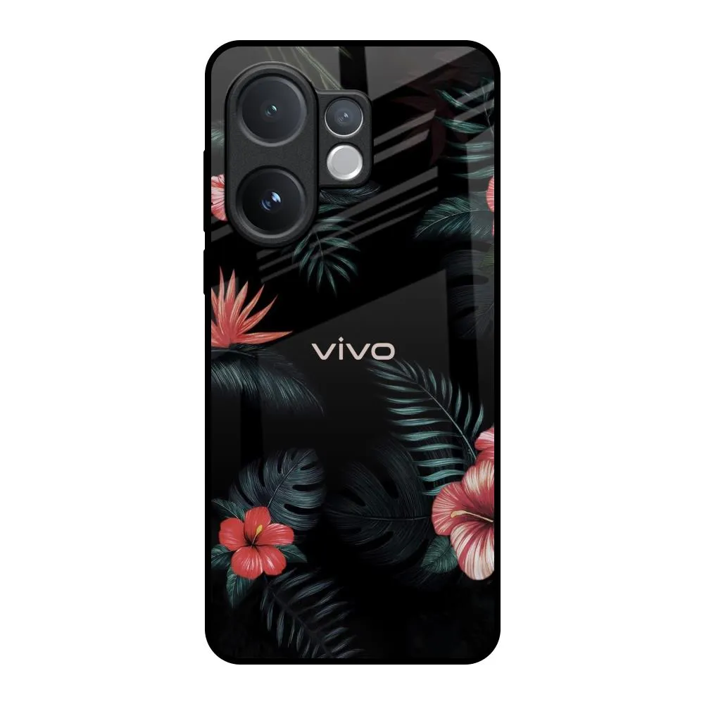 High Quality Minimal Comfort Tropical Art Flower Glass Case for Vivo V60 5G