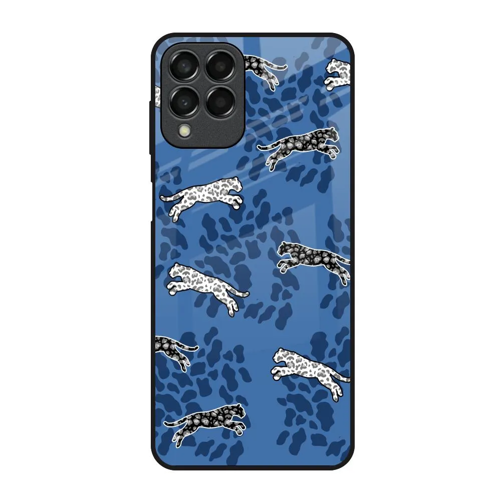 easy installation Blue Cheetah Glass Case for Samsung Galaxy M53 5G