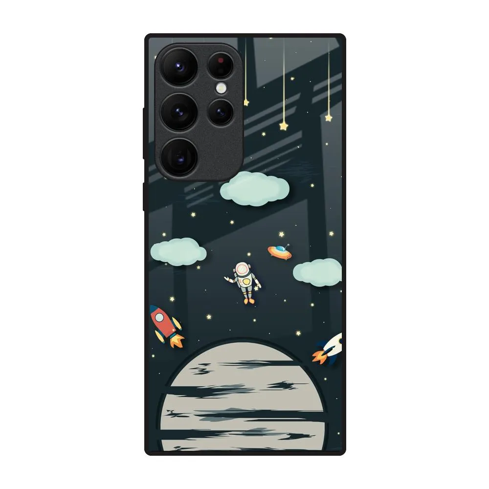 Astronaut Dream Glass Case For Samsung Galaxy S22 Ultra 5G Stylish Detail Layer Urban Style