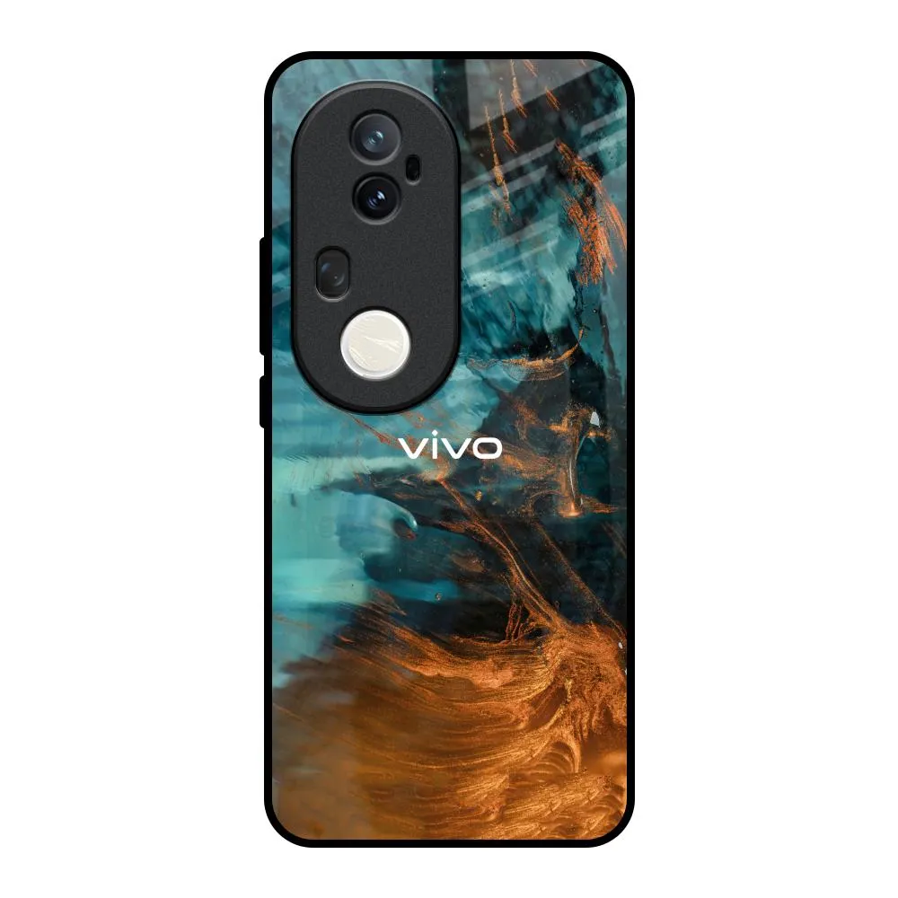 Modern Grip Texture Golden Splash Glass Case for Vivo T4 Ultra 5G