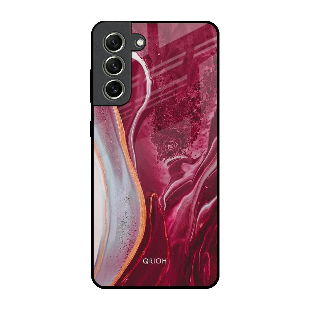 Flexible Pattern Layer Crimson Ruby Glass Case for Samsung Galaxy S21 FE 5G
