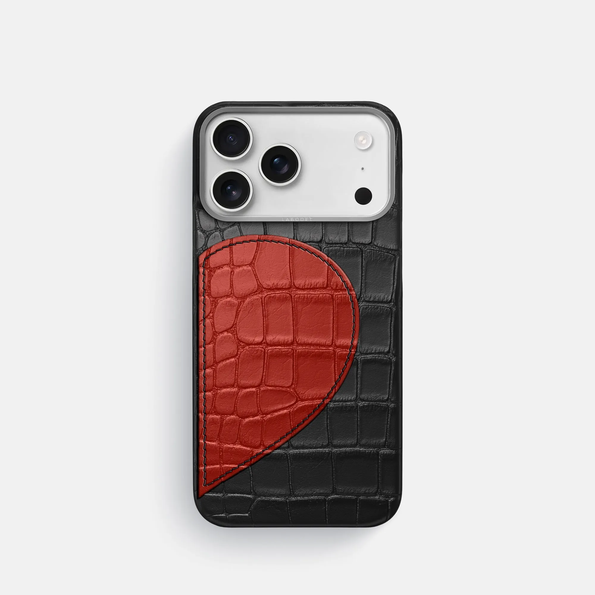 Soft Build Texture Flexible Edge Texture Classic Case With Half Heart - Right For iPhone 17 Pro In Alligator