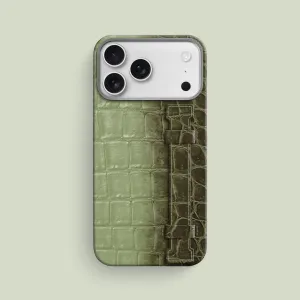 Modern Build Texture Handle Case Celadon Green For iPhone 17 Pro Max In Himalayan Crocodile