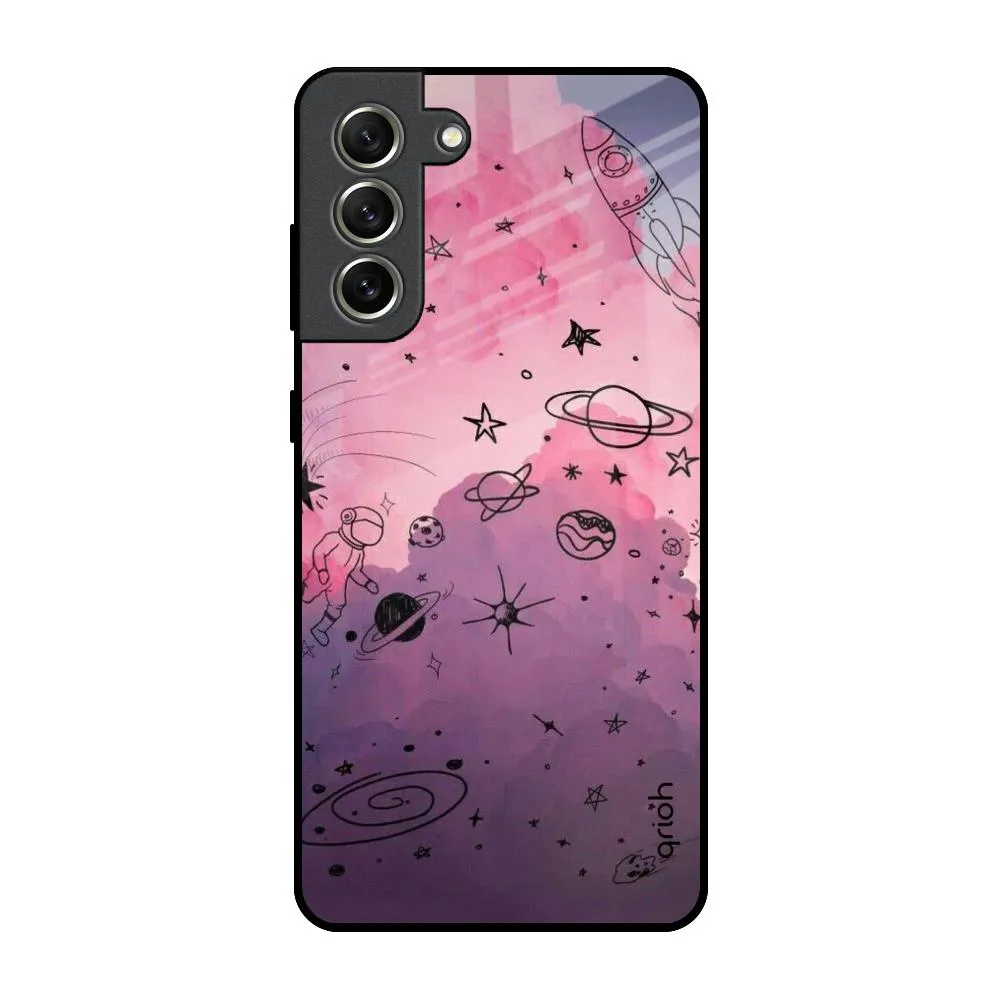 Space Doodles Glass Case for Samsung Galaxy S21 FE 5G Soft Finish