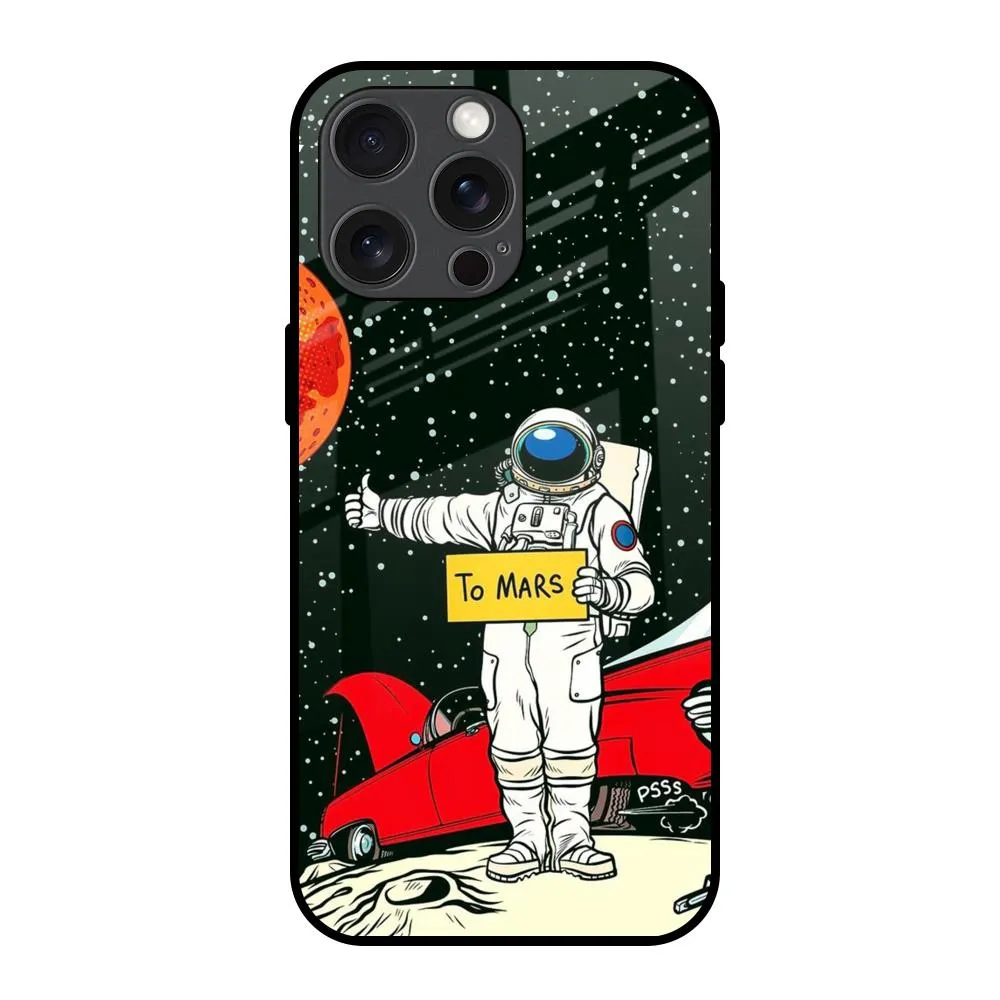 Stylish Finish Texture Astronaut on Mars Glass Case for iPhone 15 Pro Max