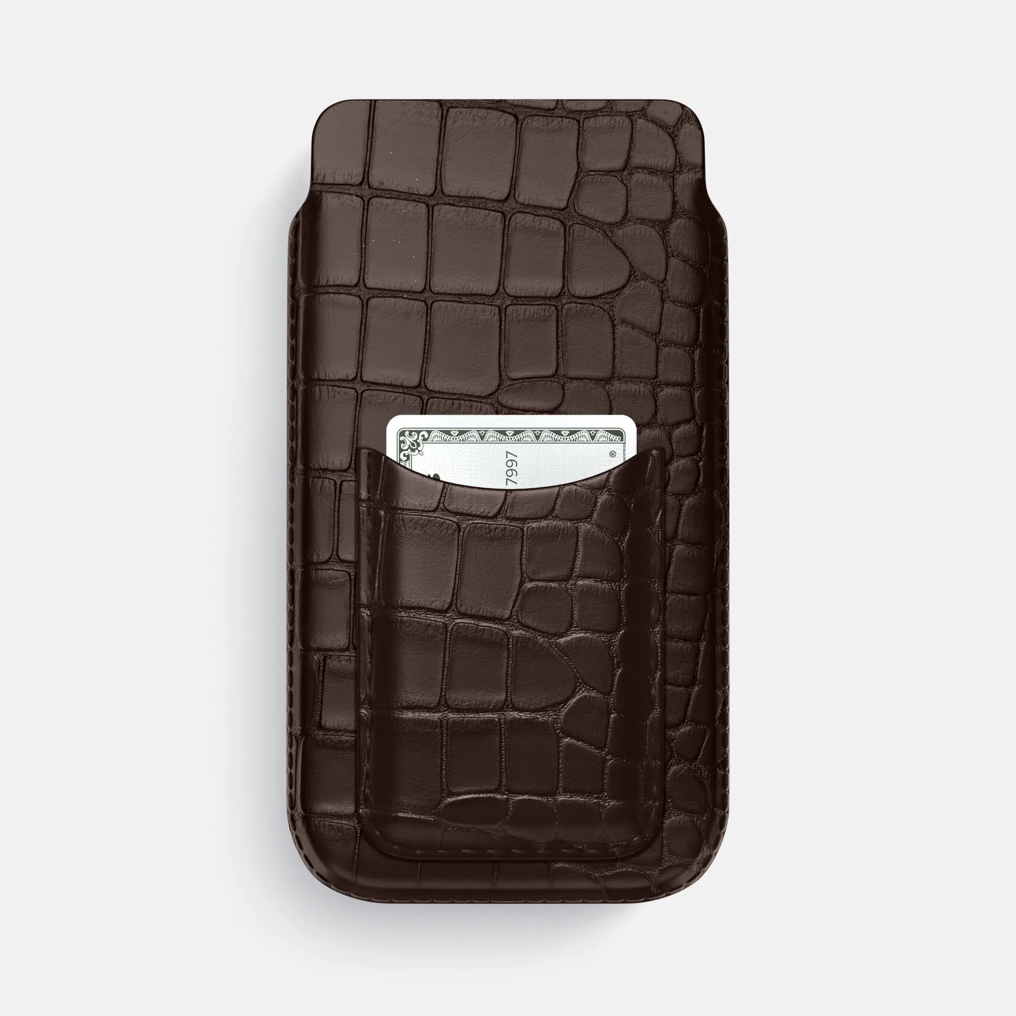 Elegant Style Durable Finish Layer Pouch Card Case For iPhone 17 Pro Max In Alligator