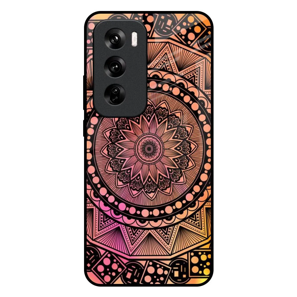 Comfort Edge Layer Floral Mandala Glass Case for Oppo Reno 12 Pro 5G