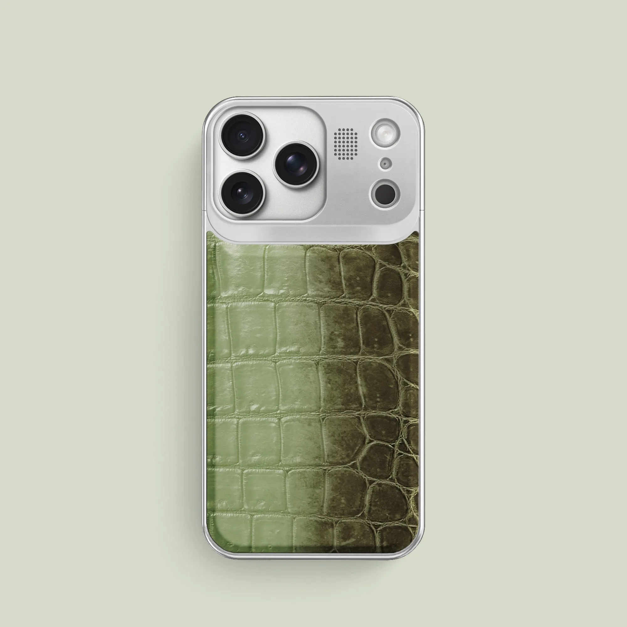 Metal Case Celadon Green For iPhone 17 Pro In Himalayan Crocodile elegant design
