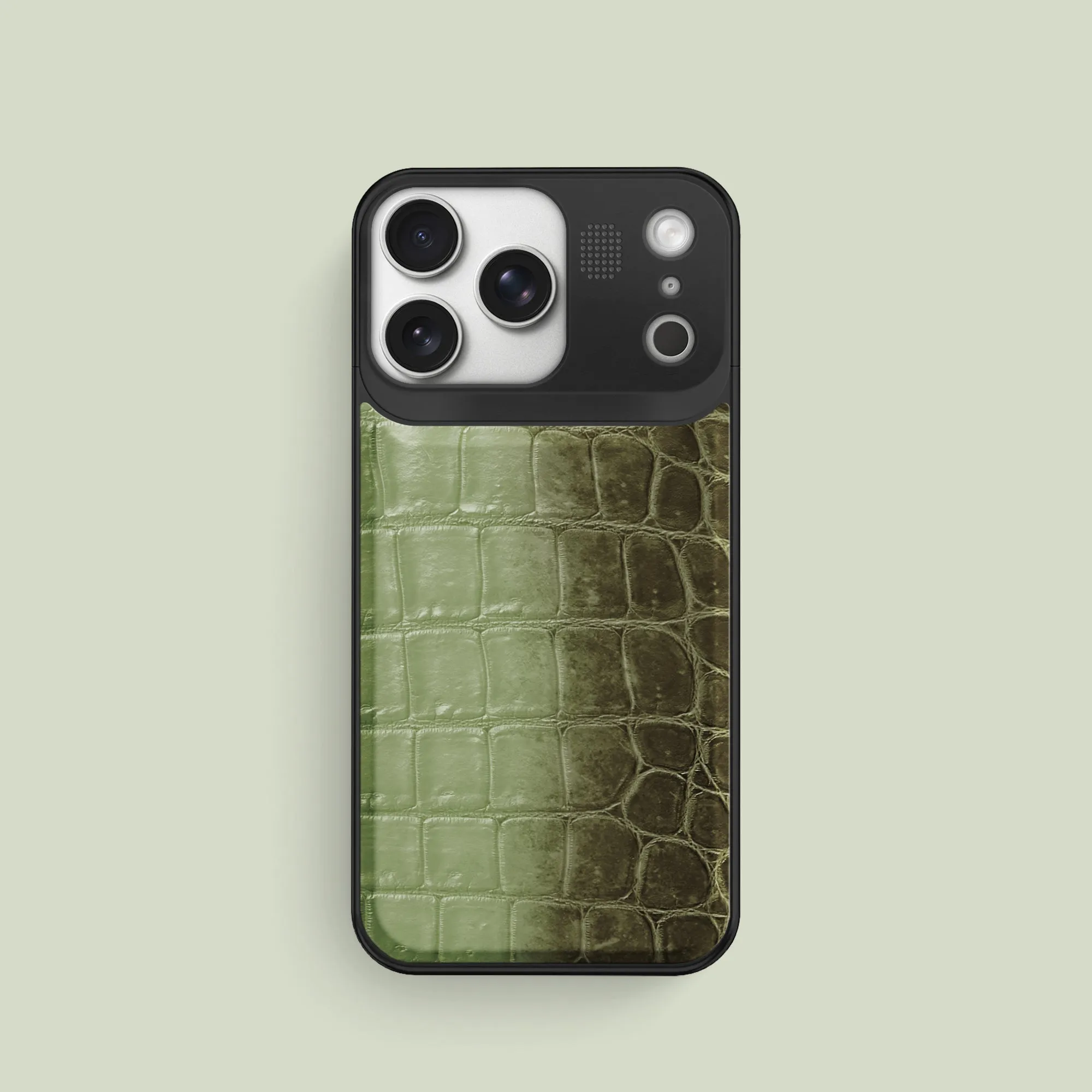 Metal Case Celadon Green For iPhone 17 Pro In Himalayan Crocodile Heat resistant