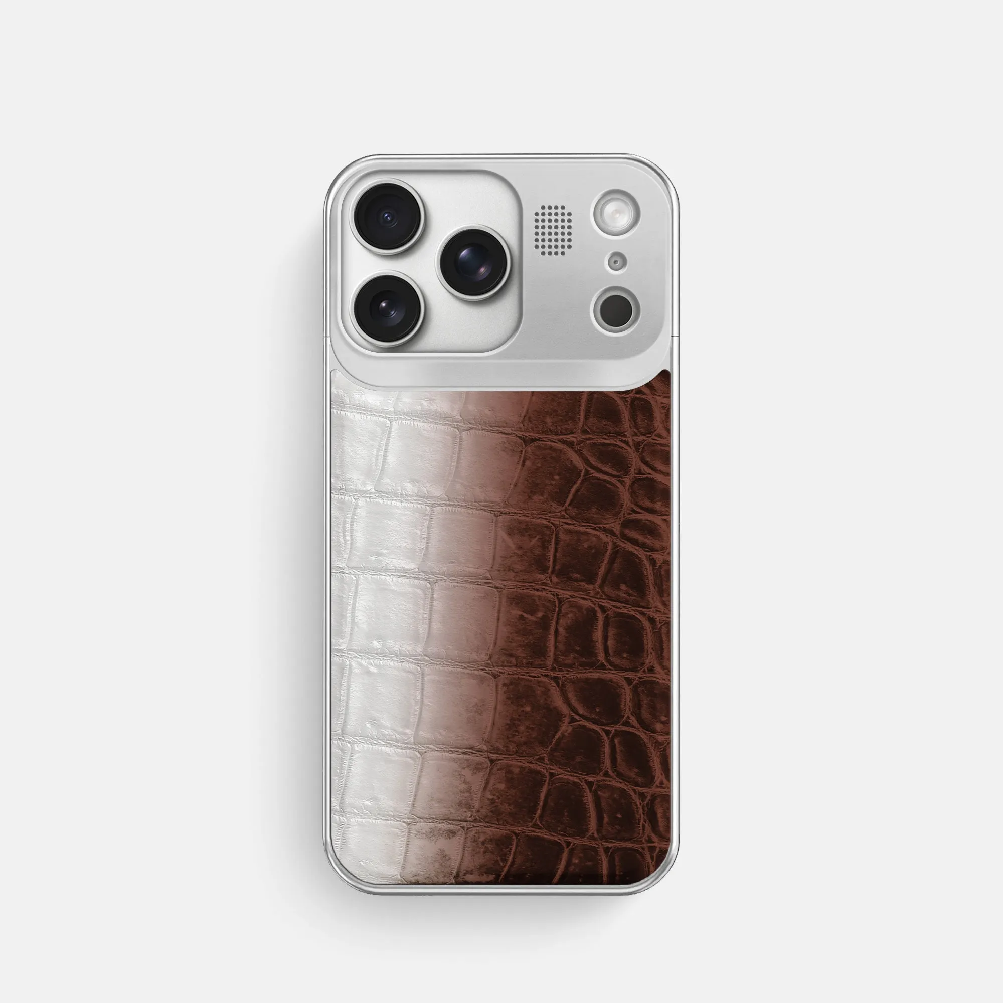 Marble Texture Metal Case For iPhone 17 Pro In Himalayan Crocodile