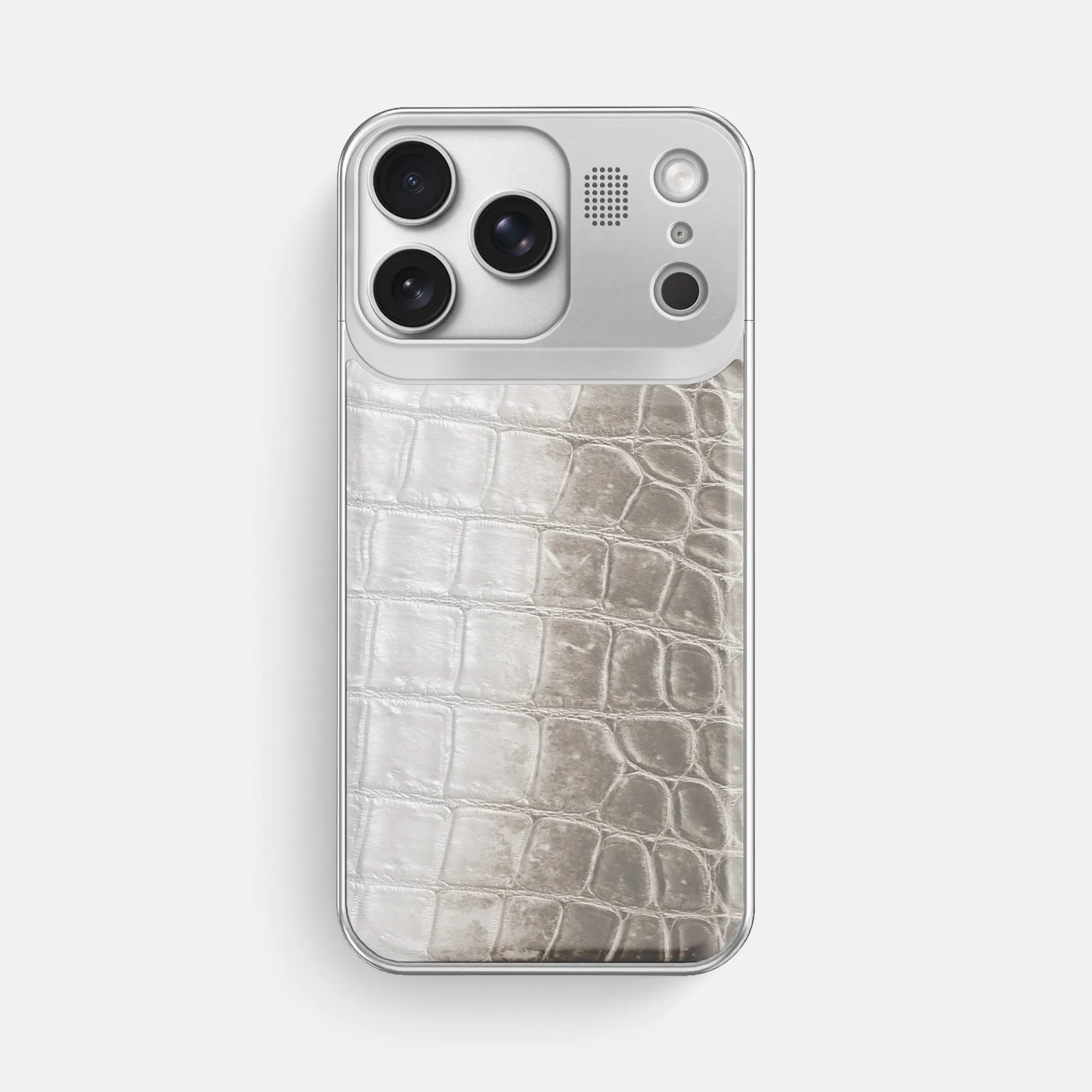 Metal Case For iPhone 17 Pro Max In Himalayan Crocodile Compact Texture Layer Drop Shield