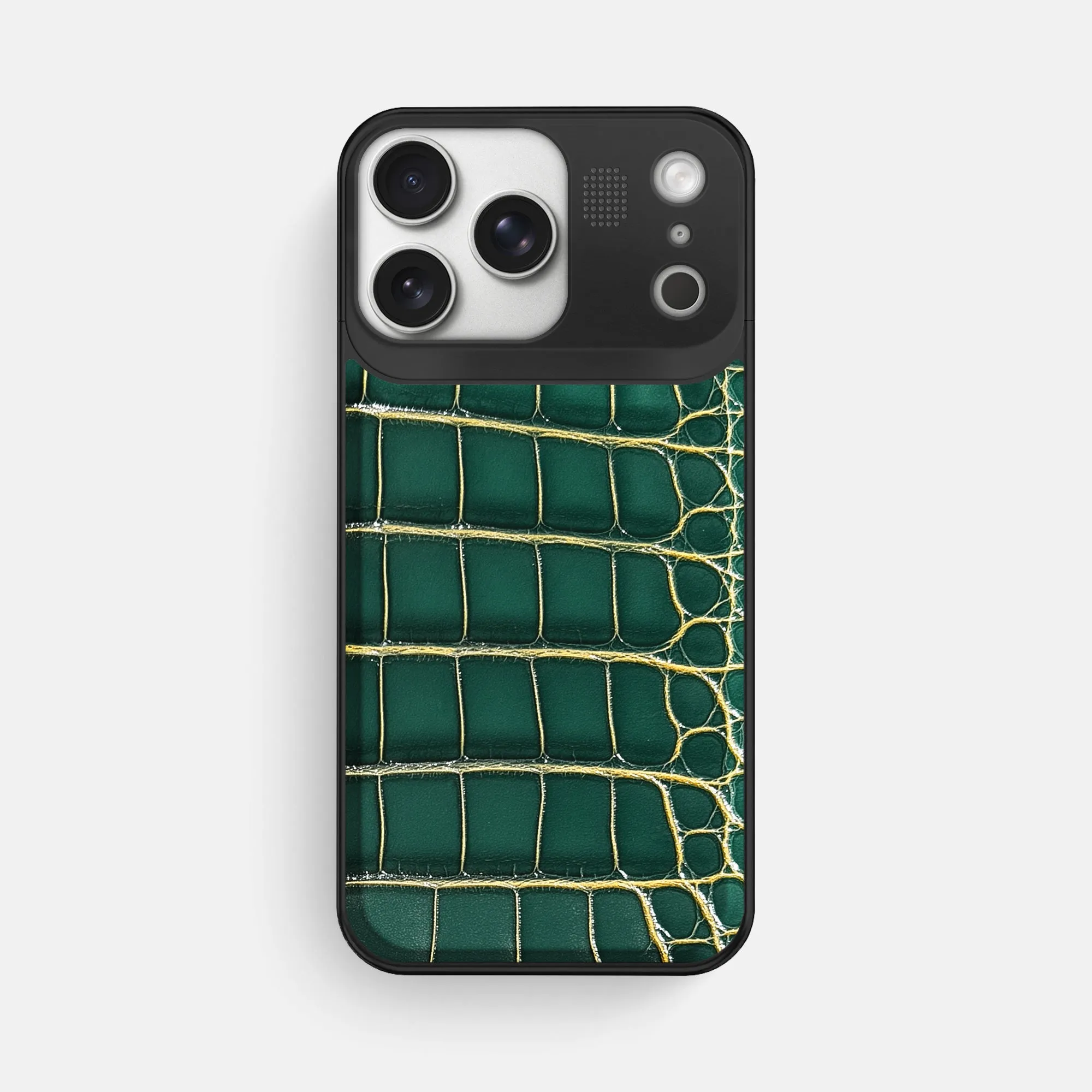 Metal Case For iPhone 17 Pro Max In Patina Alligator Sleek Build Protective Design Texture
