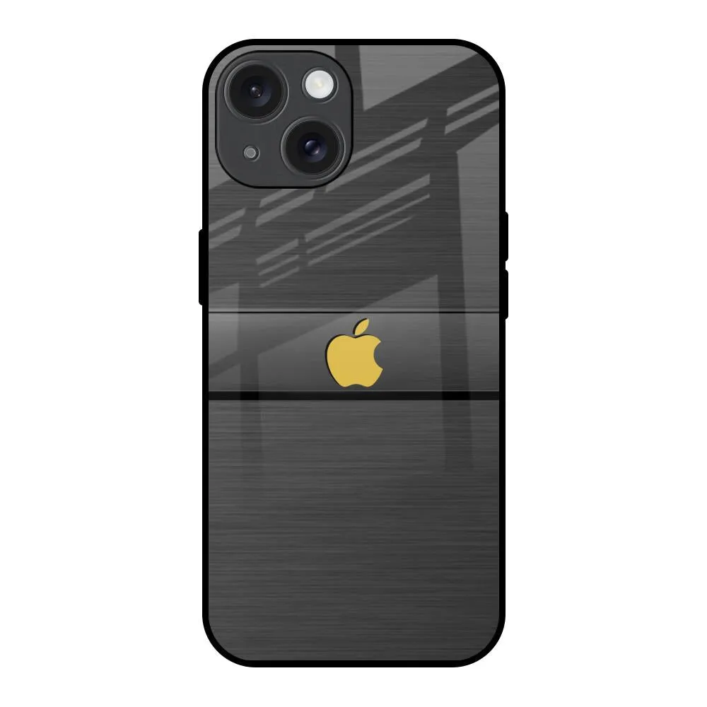 Elegant Surface Soft Feel Grey Metallic Glass Case For iPhone 15