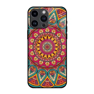 Soft Edge Texture Light Design Elegant Mandala Glass Case for iPhone 14 Pro Max