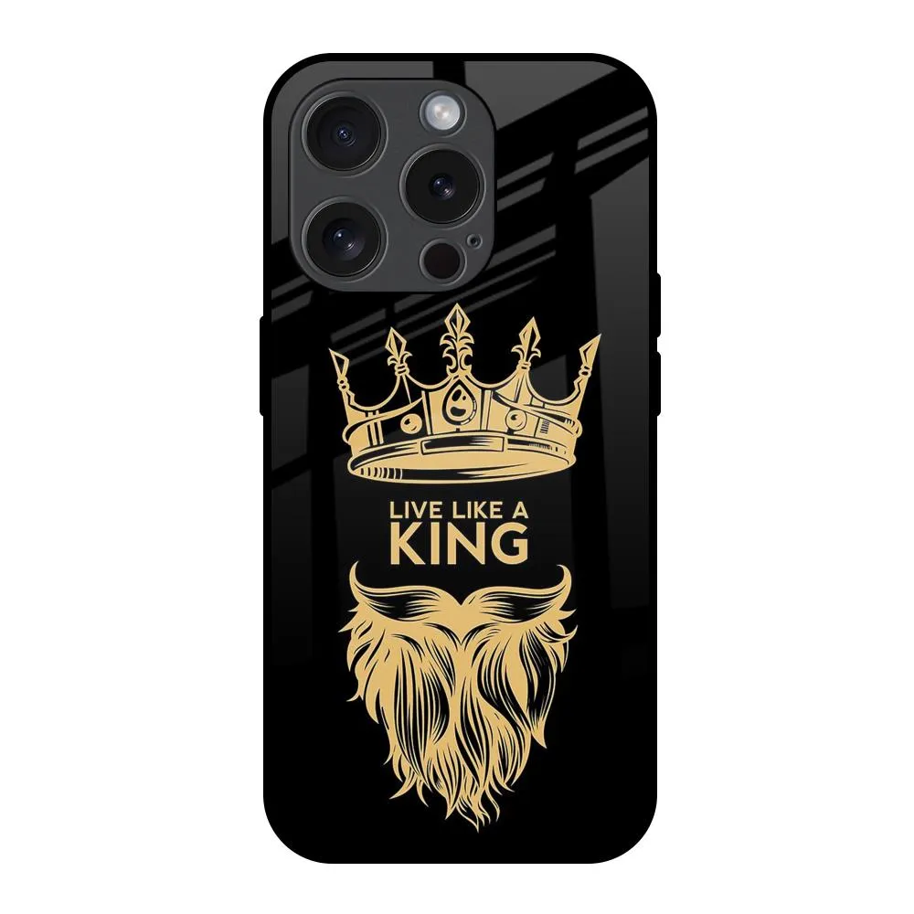 Soft Layered Design Compact Pattern King Life Glass Case For iPhone 15 Pro
