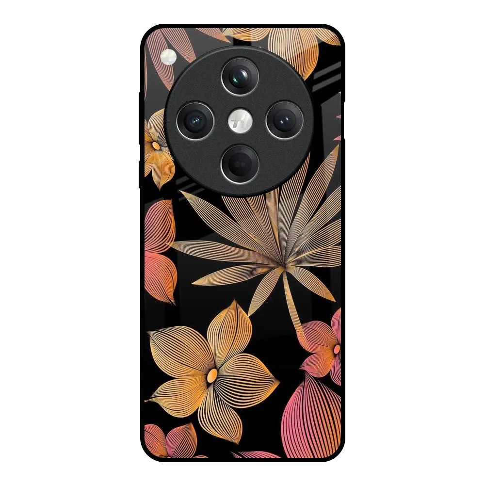 Lines Pattern Flowers Glass Case for Oppo Find X8 5G Stylish Form