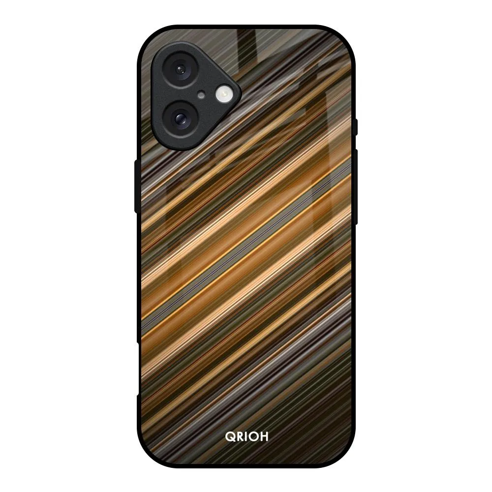 Elegant Detail Diagonal Slash Pattern Glass Case for iPhone 16